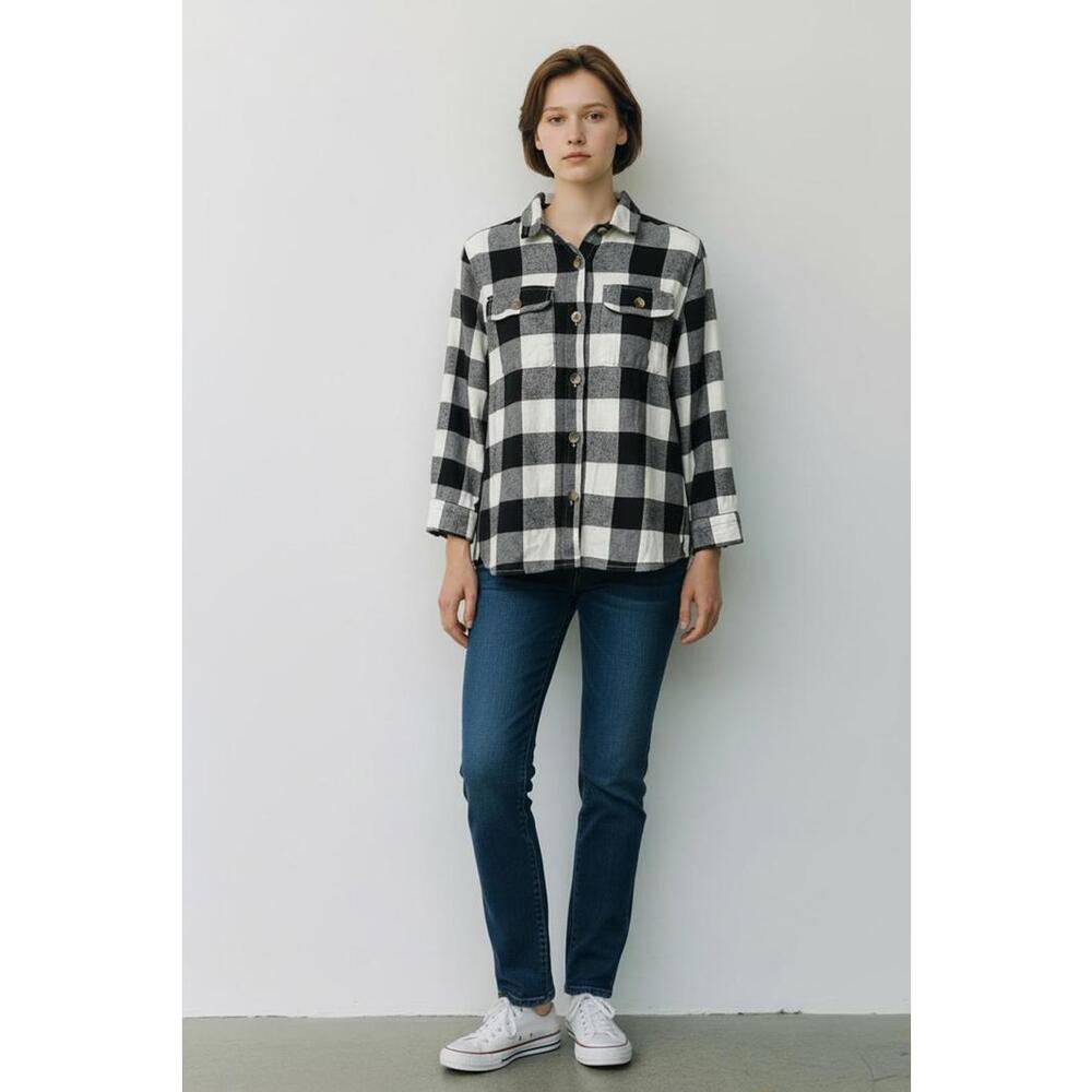 Thereabouts Black and White Flannel Shirt, Junior XL
